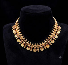 Gold plated coin temple necklace Tanvi1125