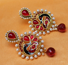 Gold Plated Peacock Stone Earrings T2583