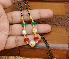 Gold Plated Stone Black Beads Necklace T2347