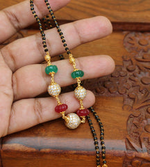 Gold Plated Stone Black Beads Necklace T2347