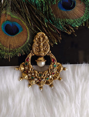 Temple Lakshmi Gold Plated Pearl Stone Pendant T2863