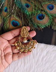 Temple Lakshmi Gold Plated Pearl Stone Pendant T2863