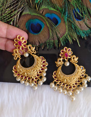 Matte Finish Peacock Stone Earrings T2866