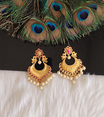 Matte Finish Peacock Stone Earrings T2866