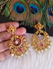 Stylish Matte Finish Pearl Stone Earrings T2867