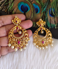 Stylish Matte Finish Pearl Stone Earrings T2868