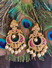 Matte Finish Peacock CZ Stone Earrings T2873