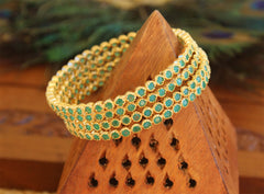 Gold Plated Green Stone Bangles T2965