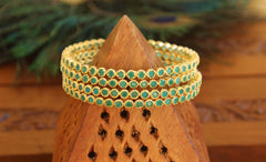 Gold Plated Green Stone Bangles T2966