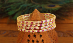 Gold Plated Ruby Stone Bangles T2920