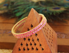 Gold Plated Ruby Stone Bangles T2923