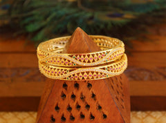 Gold Plated CZ Stone Designer Bangles T3020