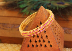 Ruby Stone Gold Plated Bangles T2946