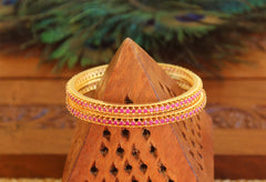 Ruby Stone Gold Plated Bangles T2946