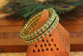 Gold Plated Green Stone Bangles T2947