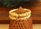 Gold Plated Peacock Multi Color Stone Kada Bangles T3117
