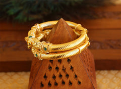 Gold Plated Peacock Multi Color Stone Kada Bangles T3117