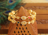 Gold Plated Temple Navaratna Stone Bangles T3040