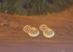 Gold Plated MultiColor Stone Jumkas T2161