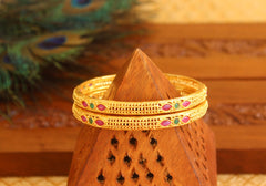 Gold Plated Ruby Stone Bangles T3034