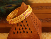 Gold Plated Ruby Stone Bangles T3035