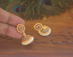 Gold Plated MultiColor Stone Jumkas T2161