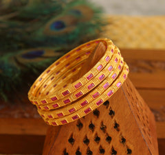 Matte Finish Ruby Stone Bangles T2956