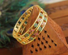 Gold Plated Floral Stone Bangles T2894