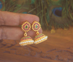 Gold Plated MultiColor Stone Jumkas T2161