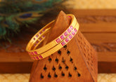 Gold Plated Pink Stone Bangles T2959