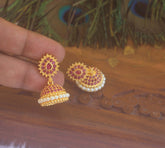 Gold Plated Pink Stone Jumkas T2162