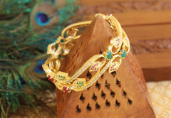 CZ Stone Gold Plated Stylish Floral Bangles T2897