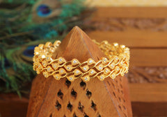 Gold Plated White Stone Bangles T2901