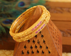 Matte Finish Ruby Stone Bangles T2904