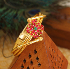 Gold Plated Multi Color Stone Kada T3075