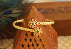 Gold Plated Multi Color Stone Floral Kada T3103