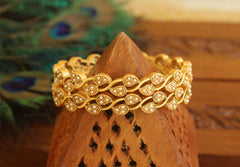 Matte Finish Mango Pearl Bangles T2910