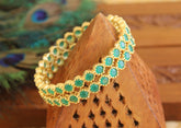 Gold Plated Green Stone Bangles T2914