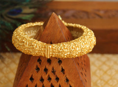 Gold Plated Floral Stone Kada T3079