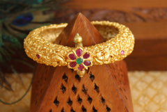 Gold Plated Floral Stone Kada T3079