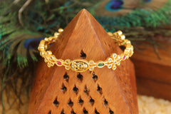 Matte Finish Temple Multi Color Stone Bangle T3047