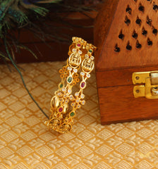 Matte Finish Temple Multi Color Stone Bangles T3048