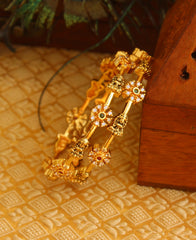 Matte Finish Temple Lakshmi Bangles T3051