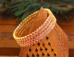 Gold Plated Pink Stone Bangles T2962