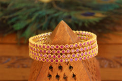 Gold Plated Pink Stone Bangles T2963
