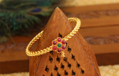 Antique Gold Plated Multi Color Stone Kada T3110