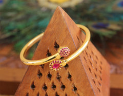 Kempu Stone Gold Plated Kada T2969