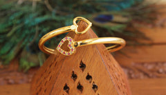 Gold Plated Heart CZ Stone Kada T2972