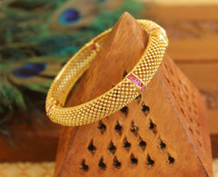 Gold Plated Ruby Stone Bangle T2986