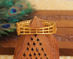 Antique Gold Plated Peacock Multi Color Stone Kada T3099